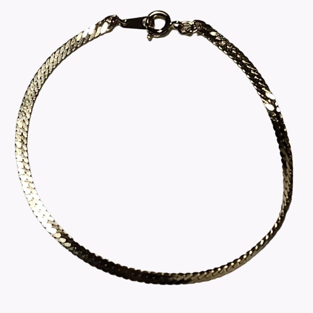 Elegant Gold Tone Herringbone Bracelet Classic Minimalist Fashion Jewelry Women